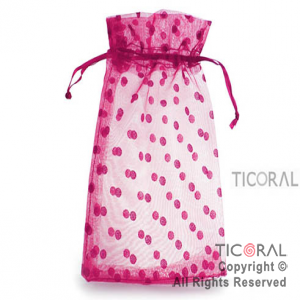 BOLSA ORGANZA FUCSIA 13X20 LUNARES HS3975-2 x 1